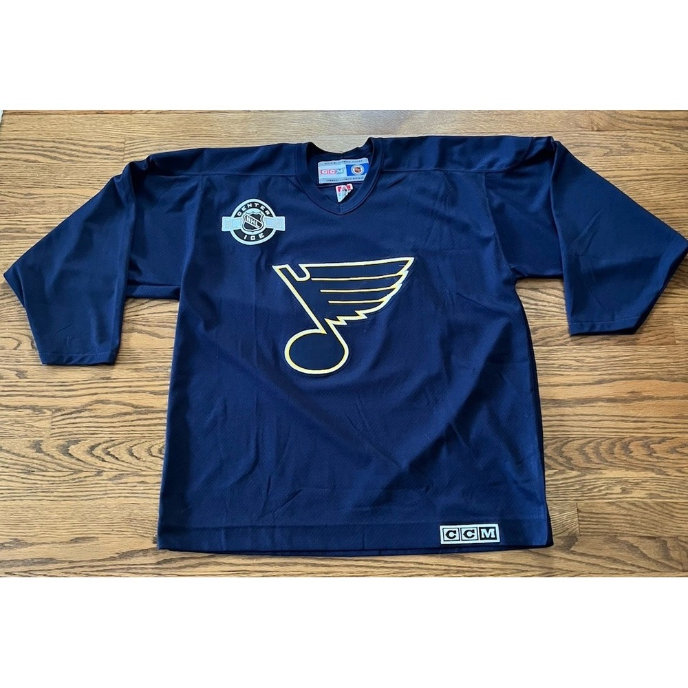 VINTAGE St Louis Blues Jersey Mens XL Blue Center Ice NHL Hockey CCM Canada